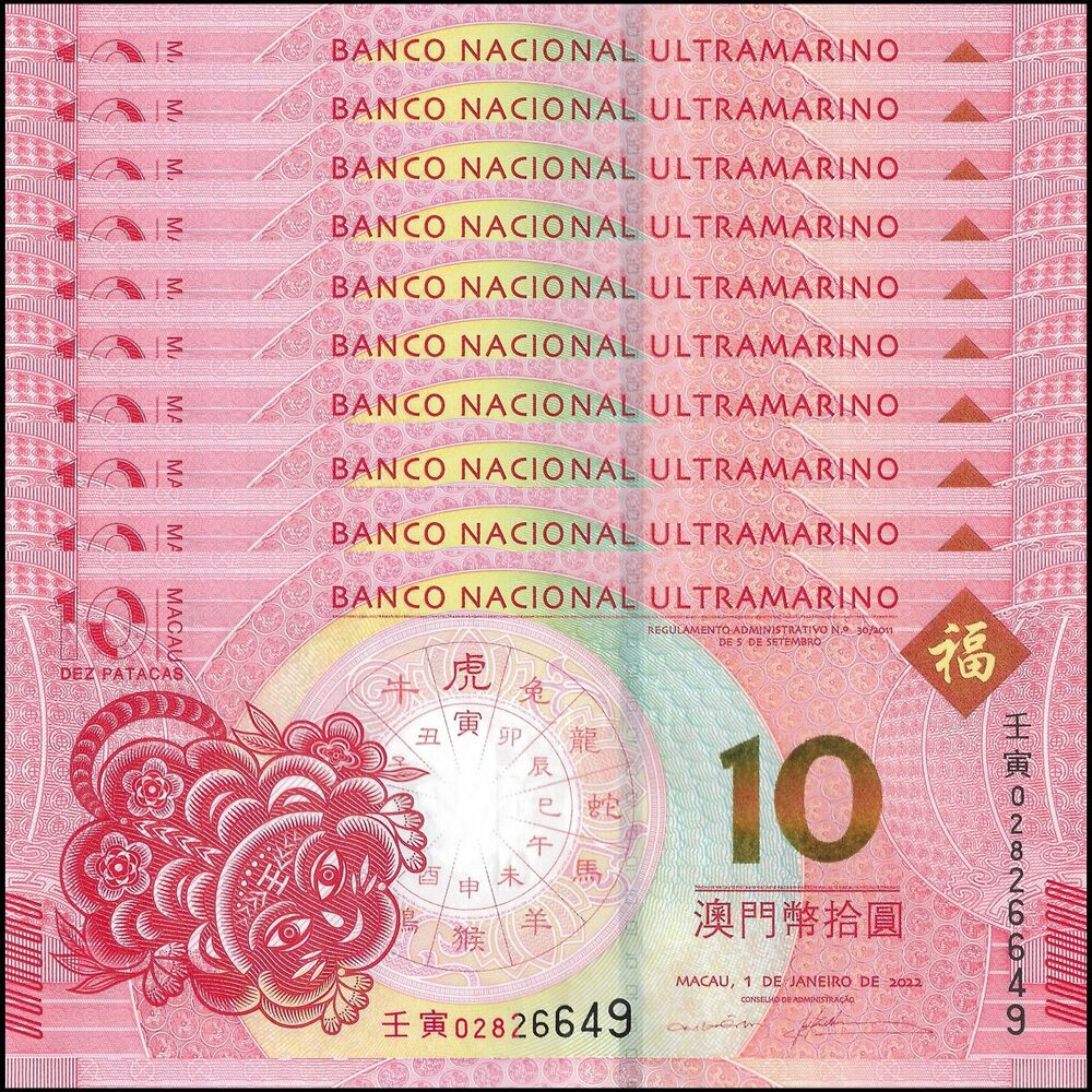 Macau - 10 Patacas 2022 - Pick- NEW / B084 - COMMEMORATIVE - Set 10 PCS