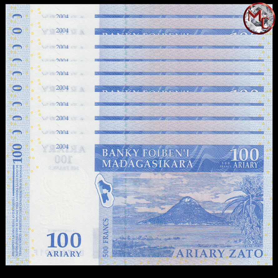 Madagaskar - 100 Ariary 2004 - Pick 86 - Set 10 PCS