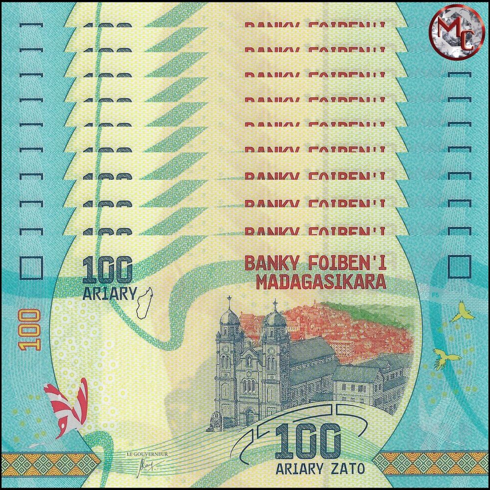 Madagascar - 100 Ariary 2017 - Pick- 97 / B332 - Set 10 PCS