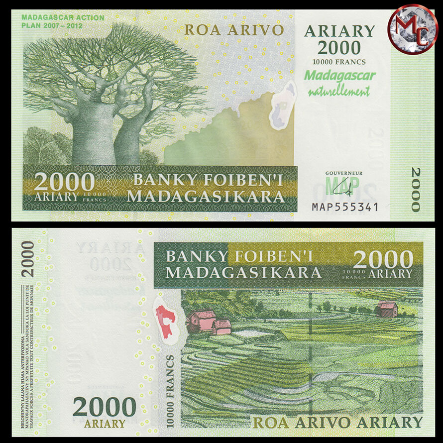 Madagascar - 2000 Ariary 2007 - Pick- 93 - COMMEMORATIVE - Set 10 PCS