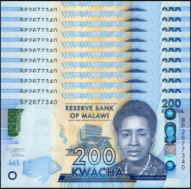 Malawi - 200 Kwacha 2021 - Pick- 65Af / B160e - Set 10 PCS