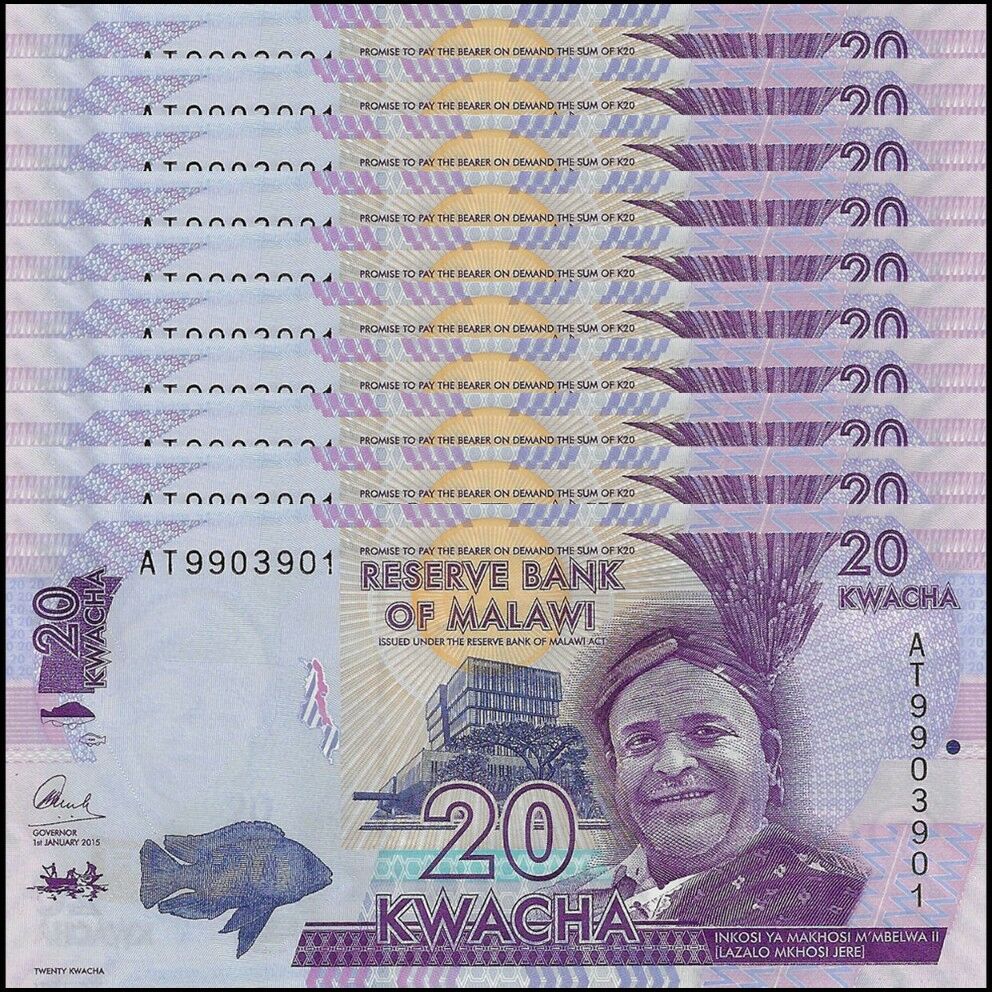 Malawi - 20 Kwacha 2015 - Pick- 63b / B157b - Set 10 PCS