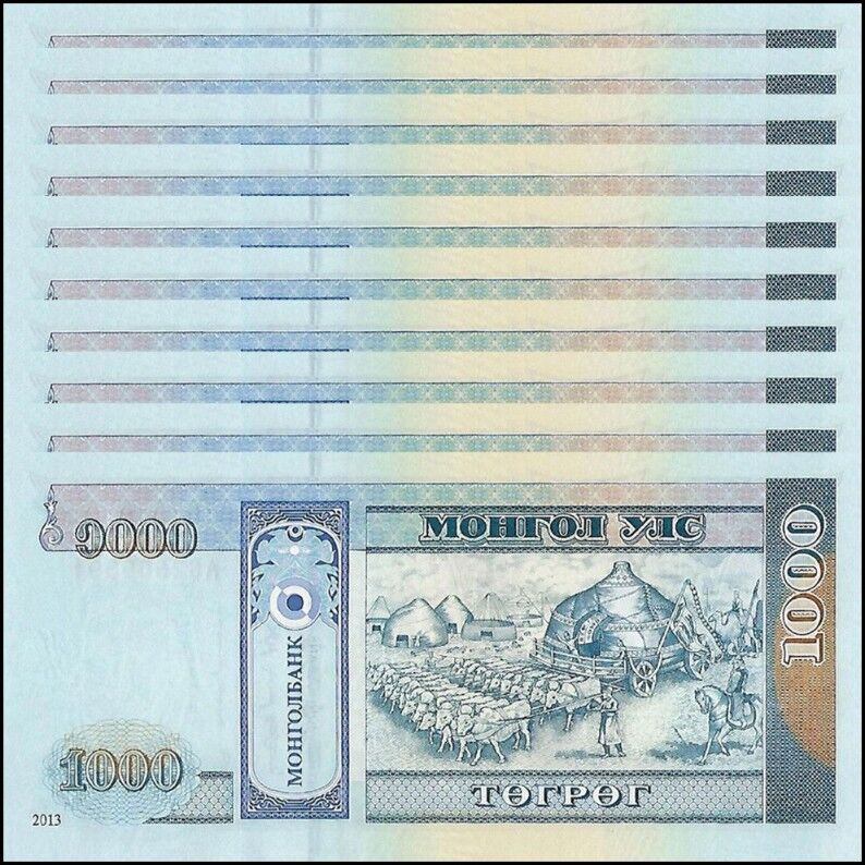 Mongolei - 1000 Tugrik 2013 - Pick- 67d - Set 10 PCS