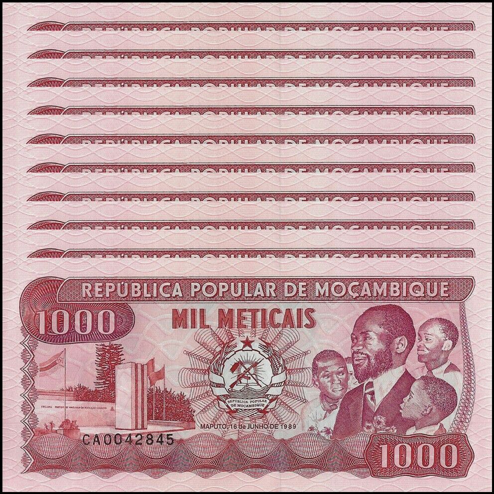 Mozambique - 1000 Meticais 1989 - Pick- 132c / B217c - Set 10 PCS