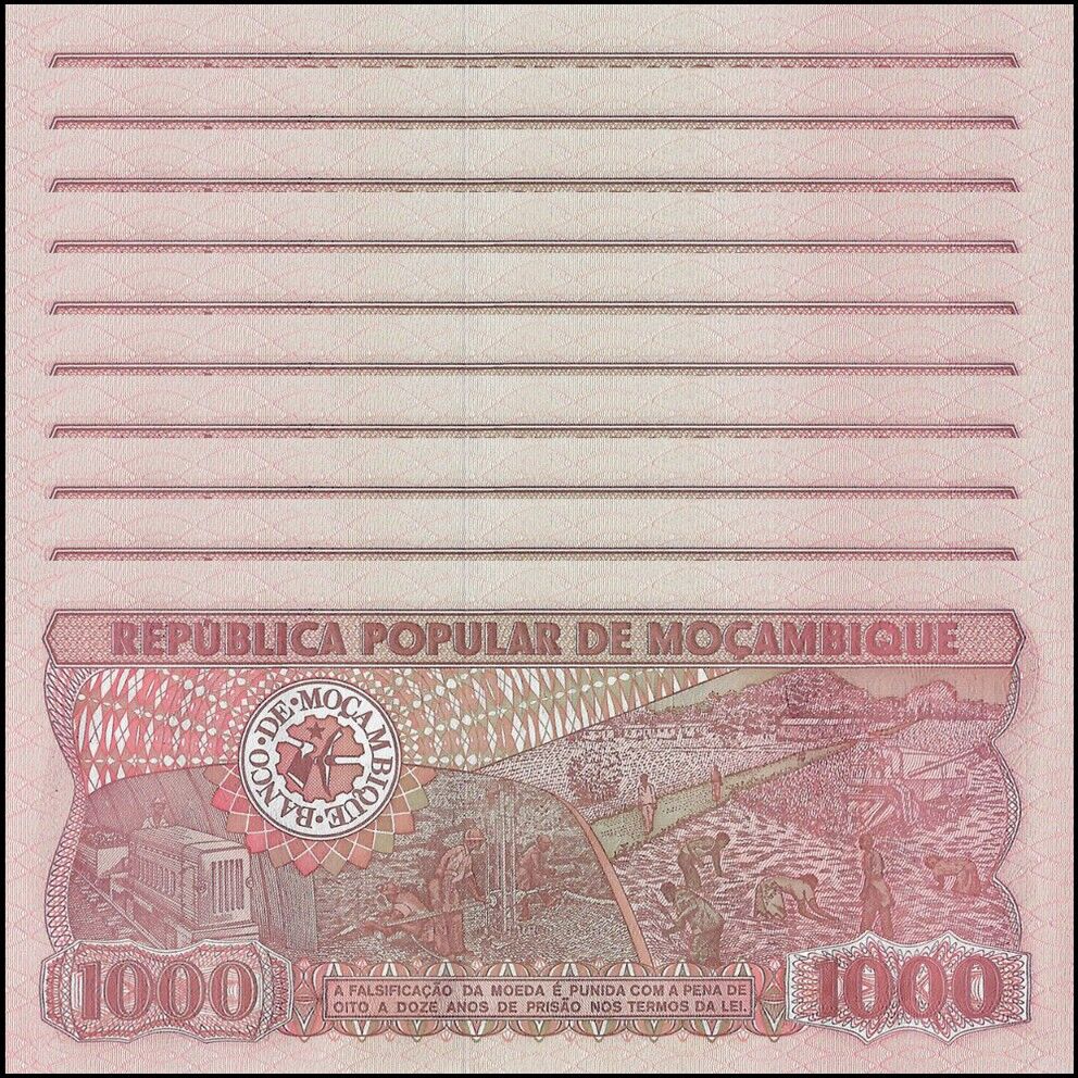 Mozambique - 1000 Meticais 1989 - Pick- 132c / B217c - Set 10 PCS
