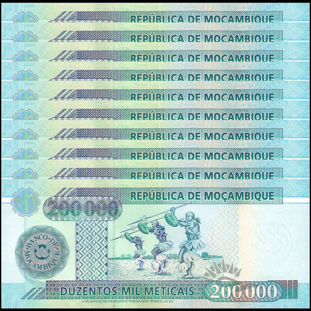 Mozambique - 200.000 Meticais 2003 - Pick- 141 / B226 - Set 10 PCS
