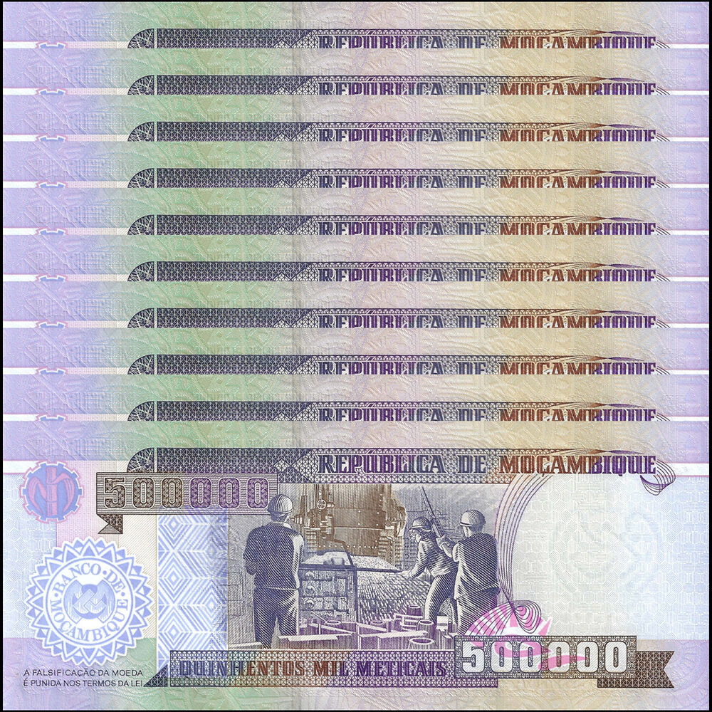 Mozambique - 500.000 Meticais 2003 - Pick- 142 / B227 - Set 10 PCS