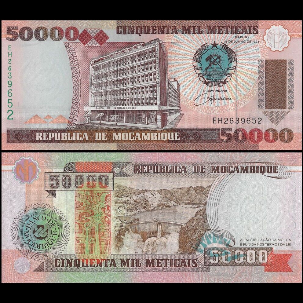 Mozambique - 50.000 Meticais 1993 - Pick- 138 / B224 - Set 10 PCS