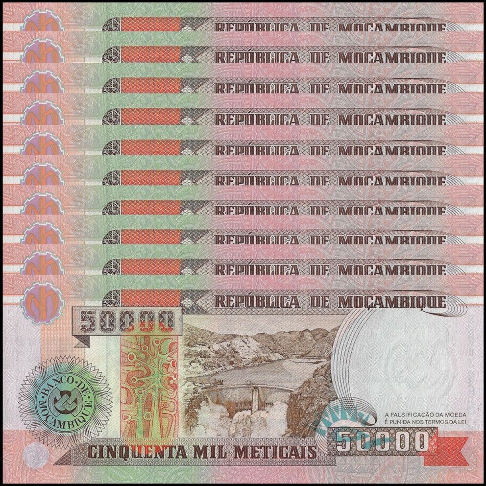 Mozambique - 50.000 Meticais 1993 - Pick- 138 / B224 - Set 10 PCS