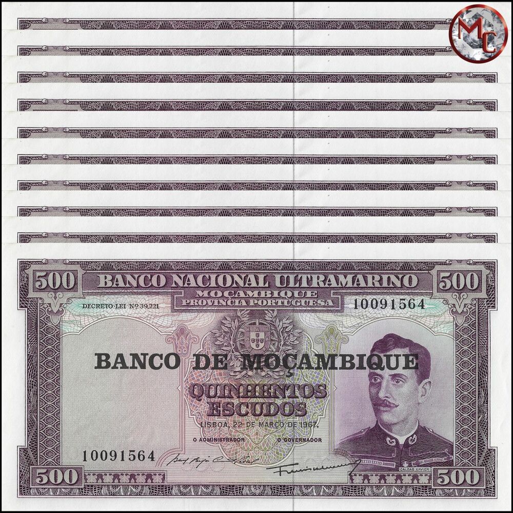 Mozambique - 500 Escudos 1967 - Pick- 118 / B203 - Set 10 PCS