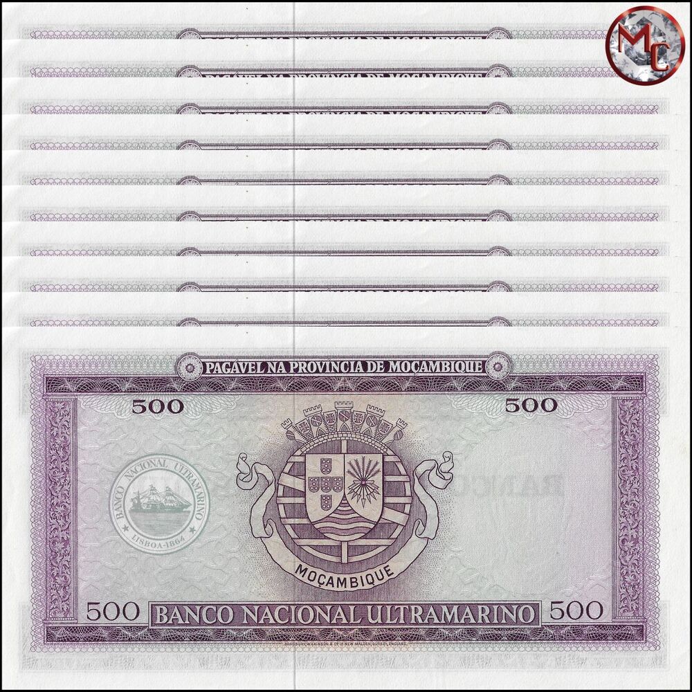 Mozambique - 500 Escudos 1967 - Pick- 118 / B203 - Set 10 PCS
