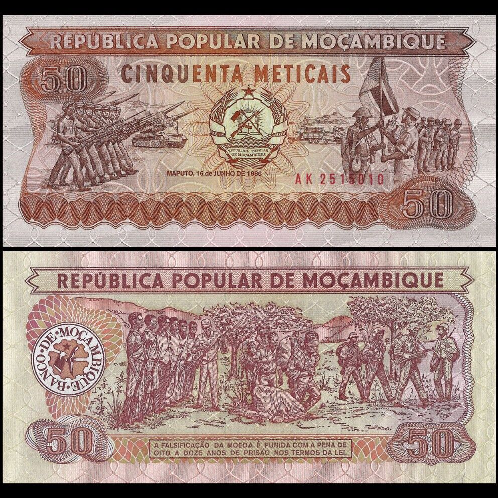 Mozambique - 50 Meticais 1986 - Pick- 129b / B214b - Set 10 PCS