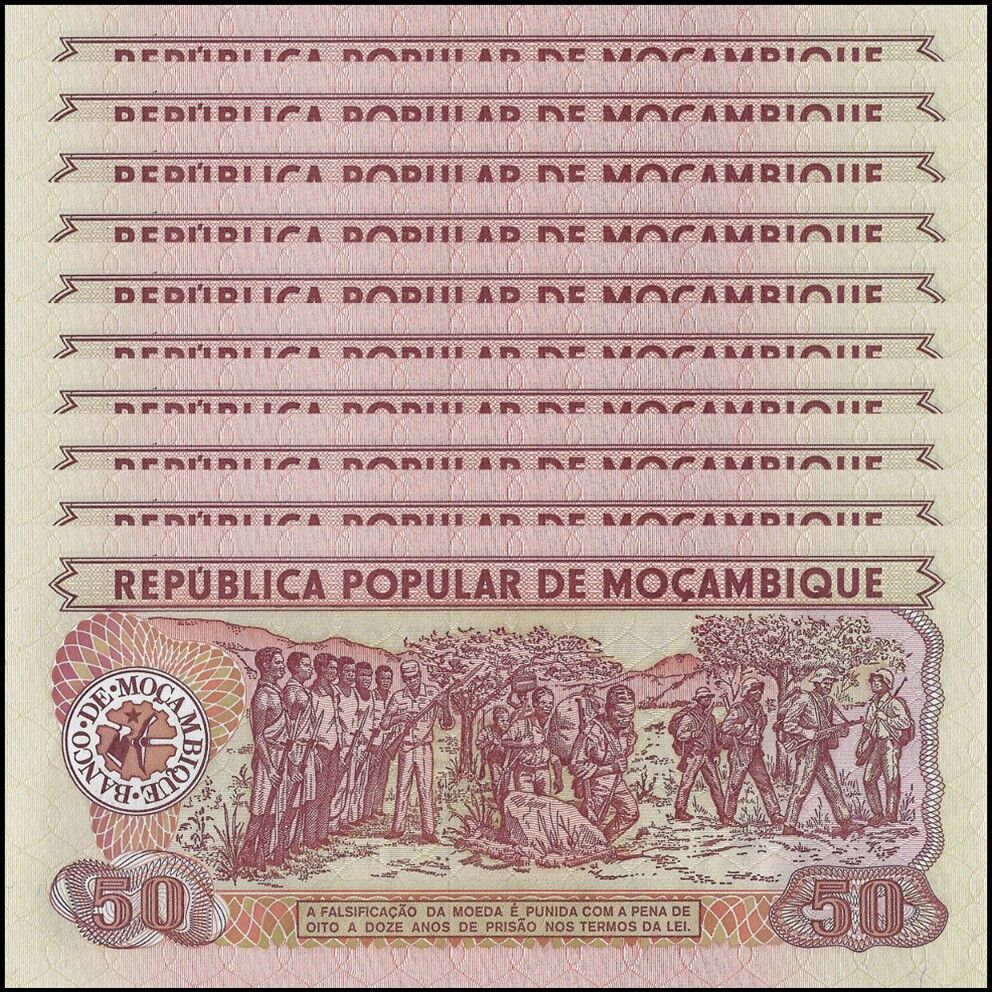 Mozambique - 50 Meticais 1986 - Pick- 129b / B214b - Set 10 PCS