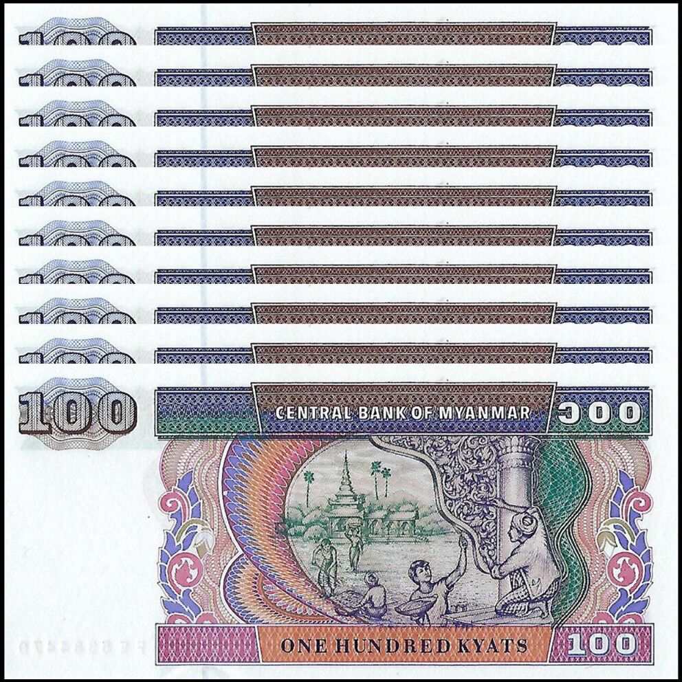 Myanmar - 100 Kyats 1994 - Pick- 74b - Set 10 PCS