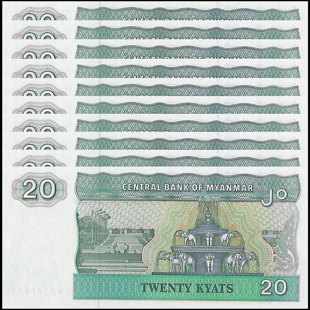 Myanmar - 20 Kyats 1994 - Pick- 72 - Set 10 PCS