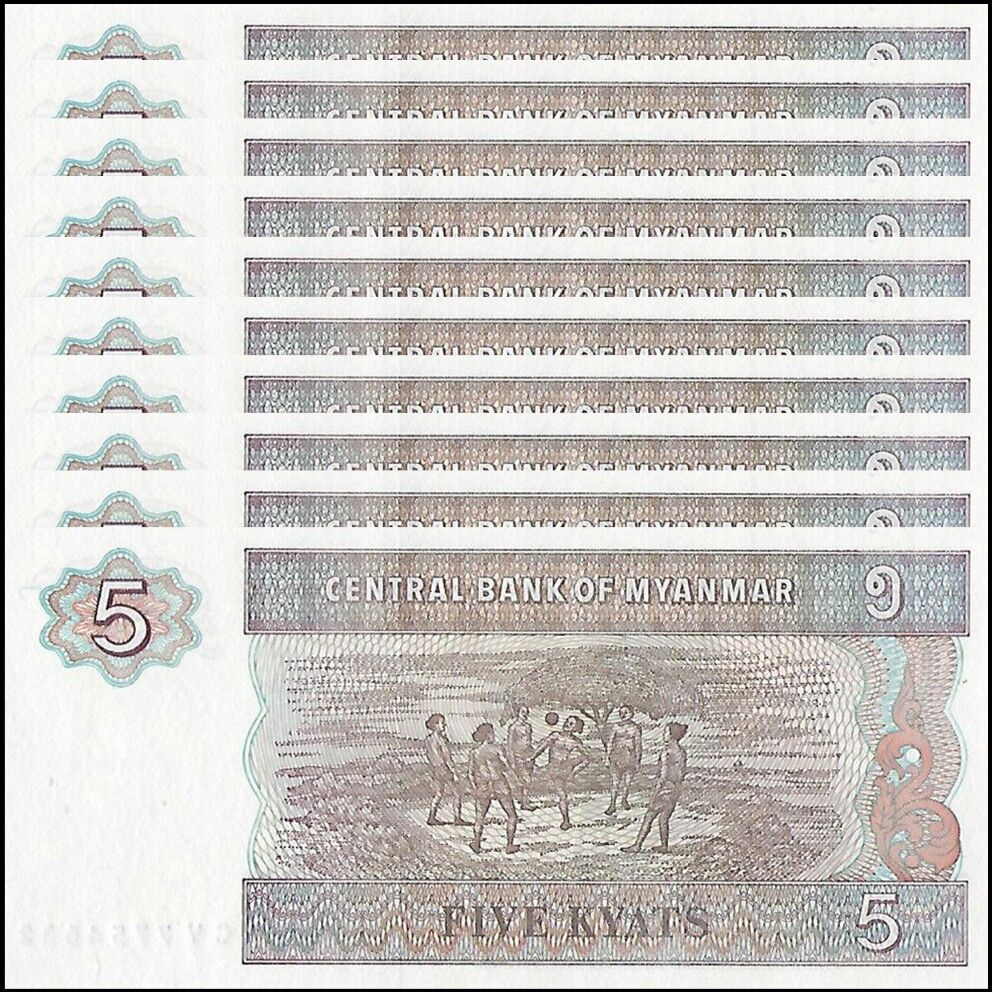 Myanmar - 5 Kyats 1996 - Pick- 70 - Set 10 PCS