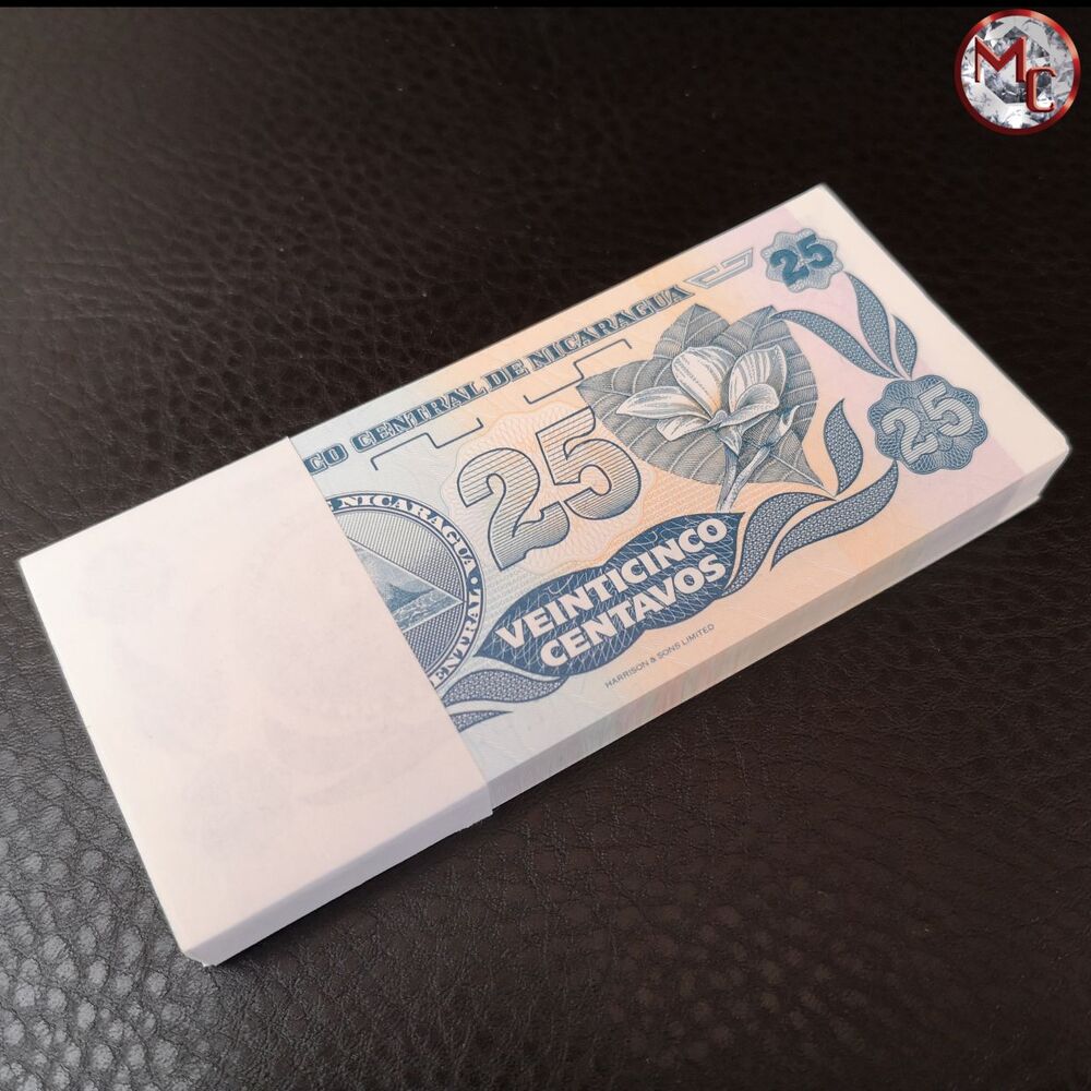 Nicaragua - 25 Centavos 1991 - Pick- 170 - Bundle 100 PCS