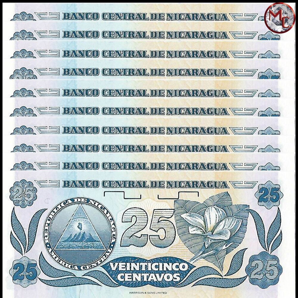Nicaragua - 25 Centavos 1991 - Pick- 170 - Set 10 PCS