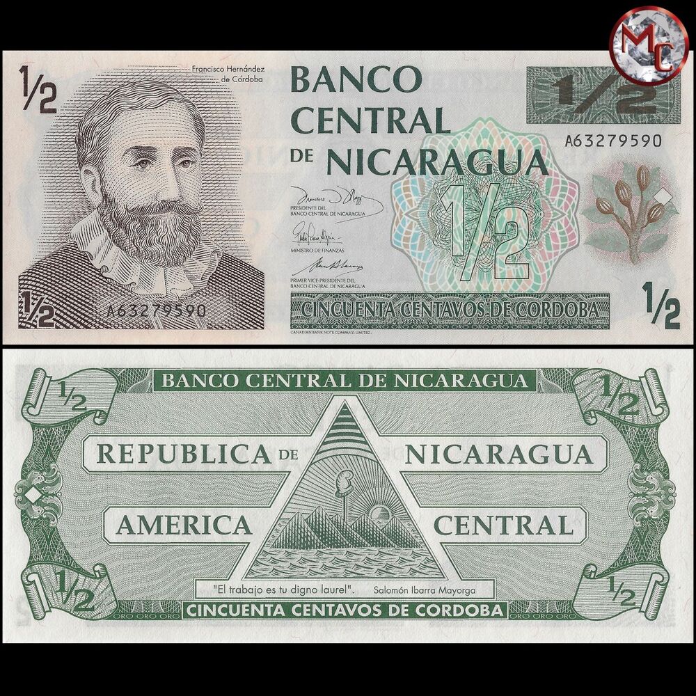 Nicaragua - Half Cordoba 1990 - Pick- 171 / B465 - Set 10 PCS