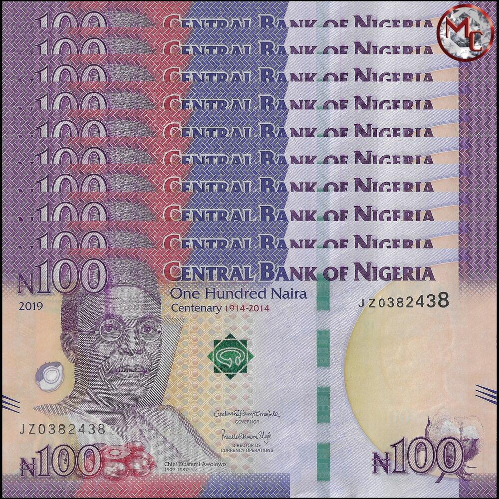 Nigeria - 100 Naira 2019 - Pick- NEW / B238b - Set 10 PCS