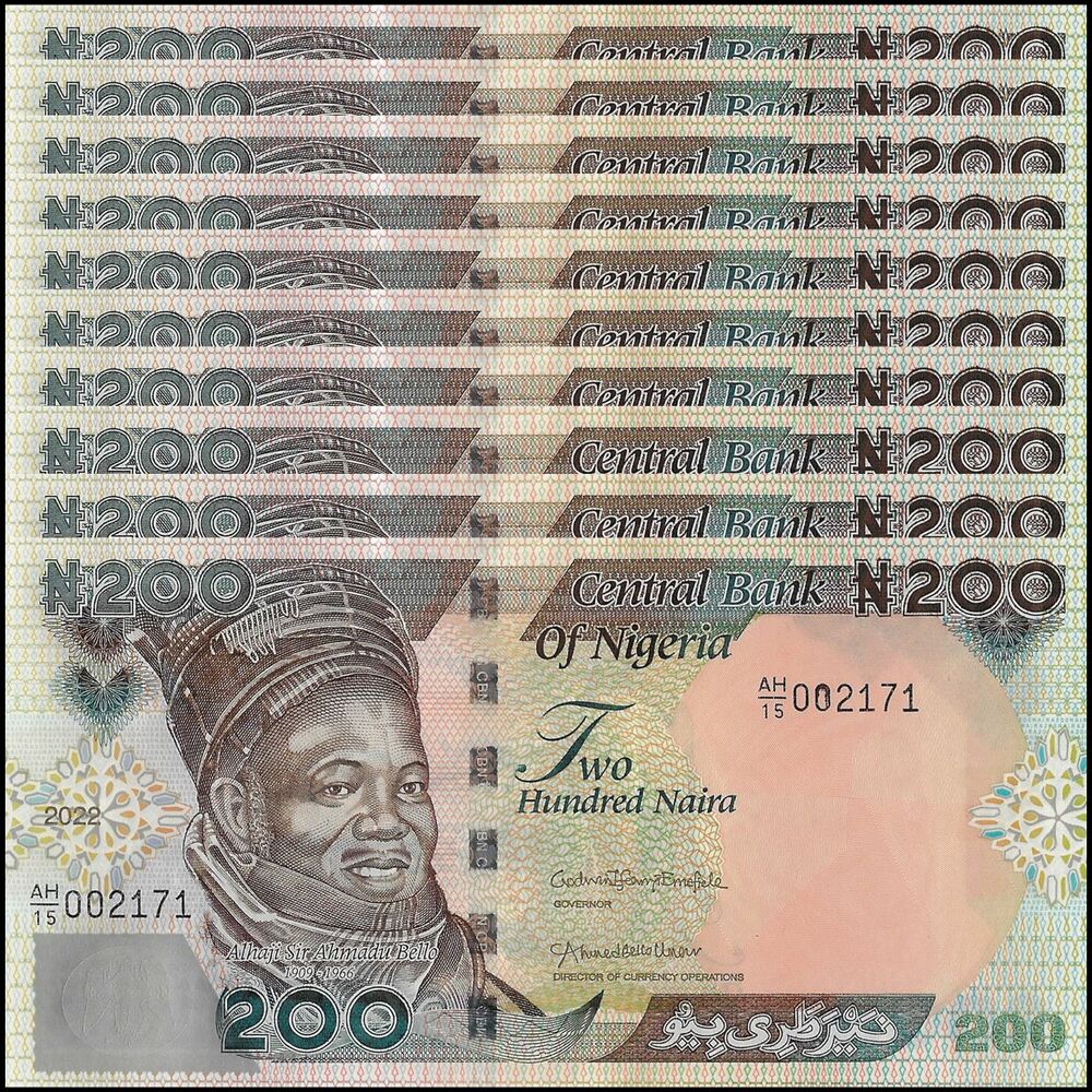 Nigeria - 200 Naira 2022 - Pick- NEW / B227ab - Set 10 PCS