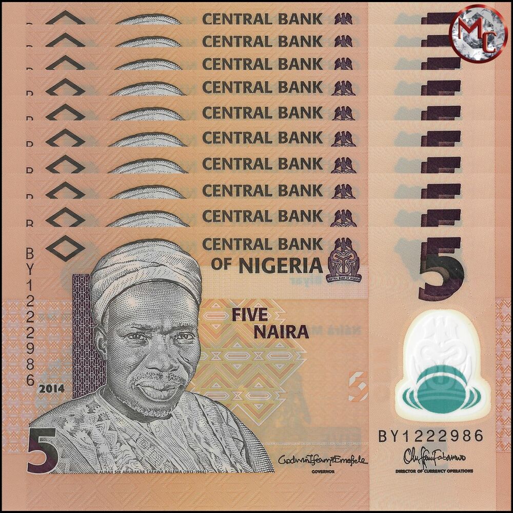 Nigeria - 5 Naira 2014 - Pick- 38e / B234f - Set 10 PCS