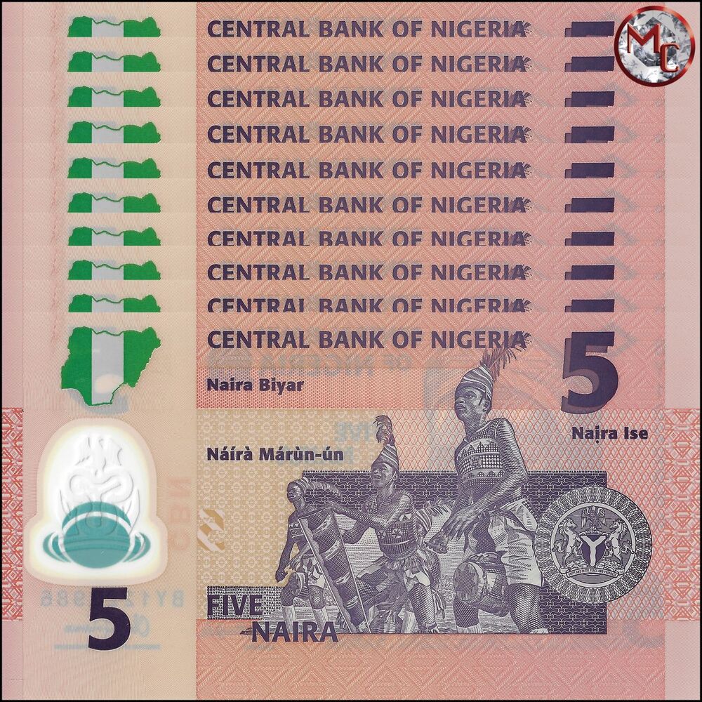 Nigeria - 5 Naira 2014 - Pick- 38e / B234f - Set 10 PCS