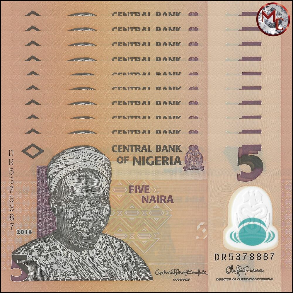 Nigeria - 5 Naira 2018 - Pick- 38i / B234j - Set 10 PCS