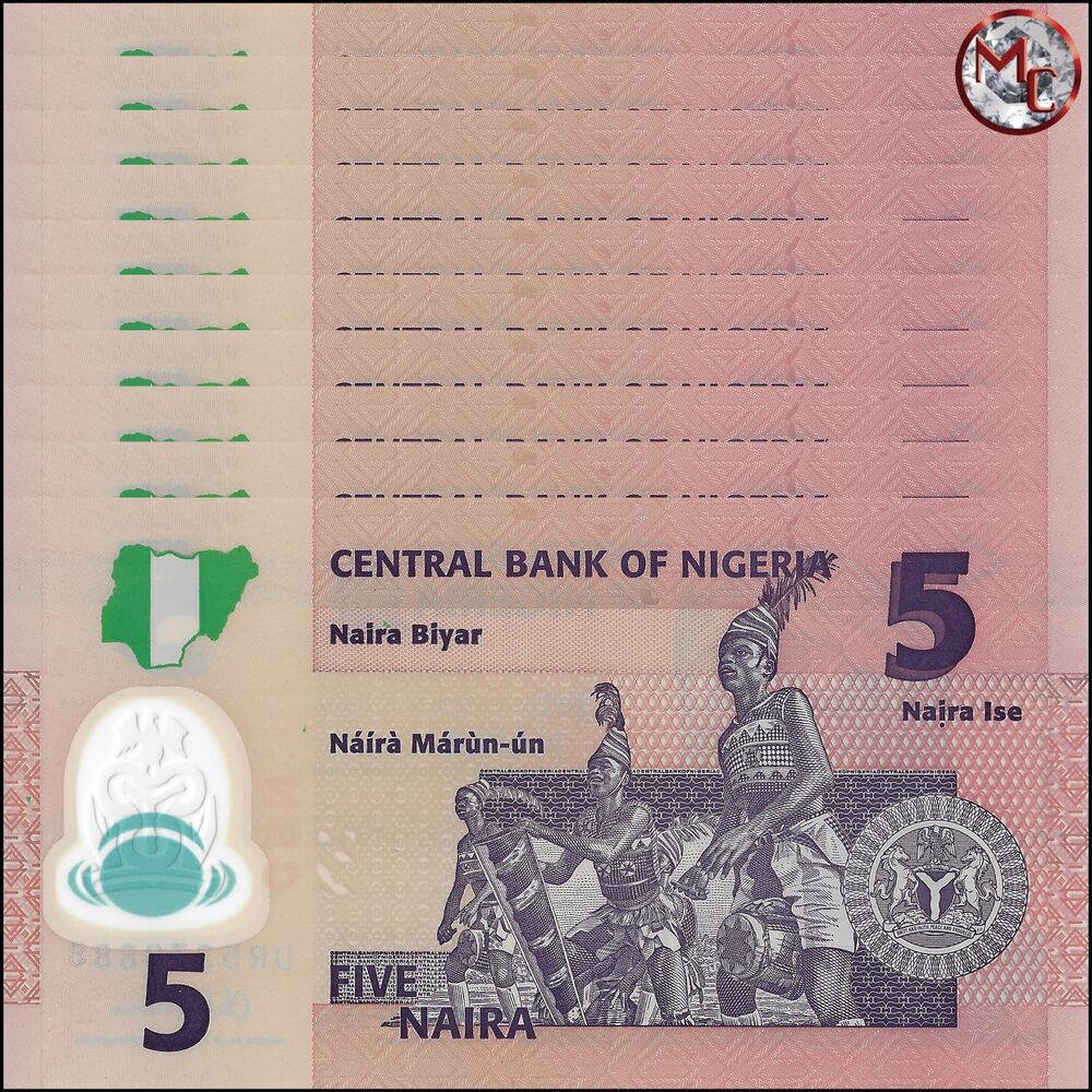 Nigeria - 5 Naira 2018 - Pick- 38i / B234j - Set 10 PCS