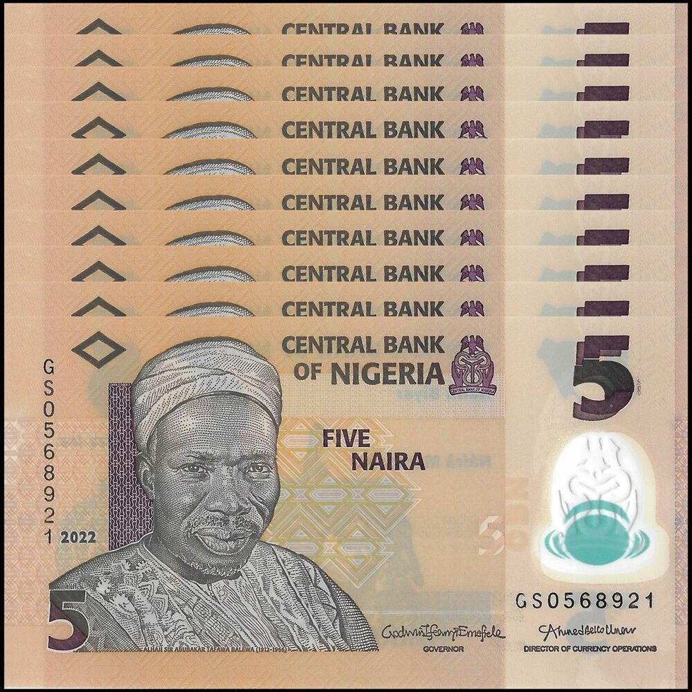 Nigeria - 5 Naira 2022 - Pick- NEW / B234n - Set 10 PCS