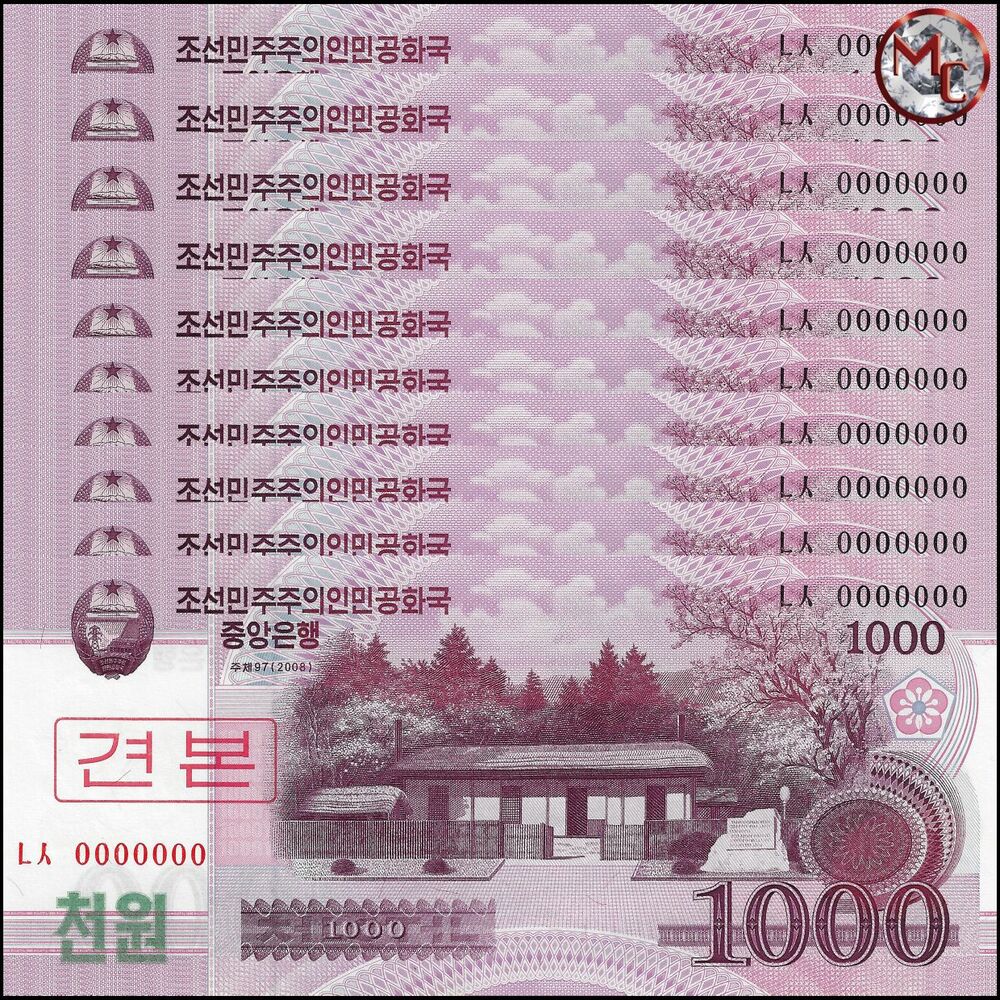 North Korea - 1000 Won 2009 - Pick- 64s / B345as - Set 10 PCS