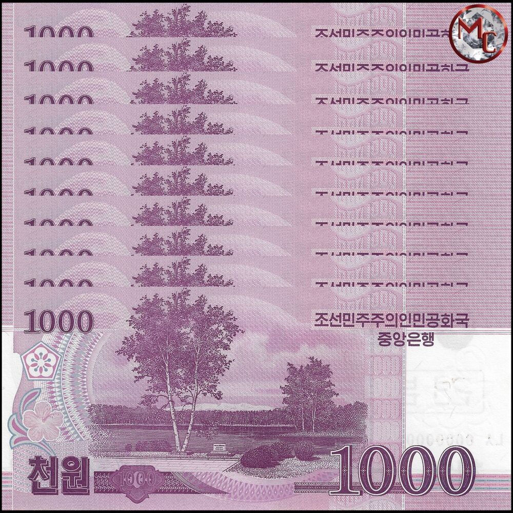 North Korea - 1000 Won 2009 - Pick- 64s / B345as - Set 10 PCS