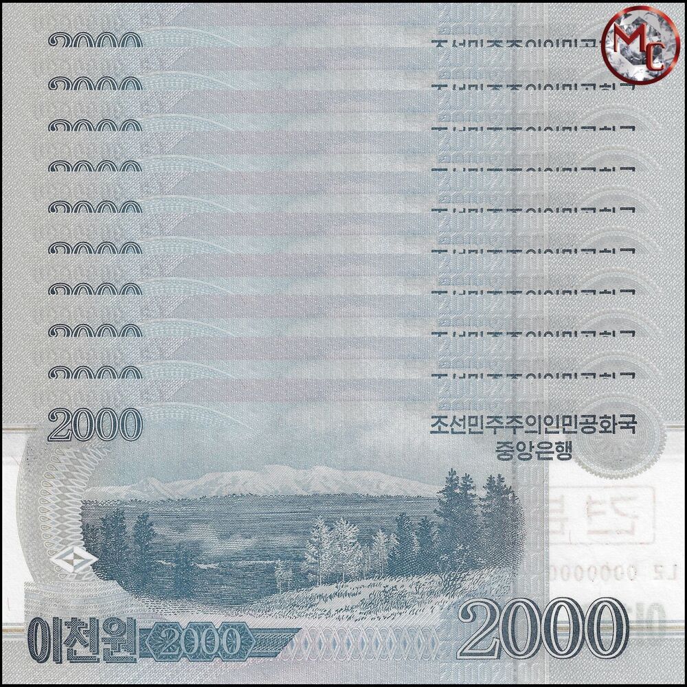 North Korea - 2000 Won 2009 - Pick- 65s / B346as - Set 10 PCS