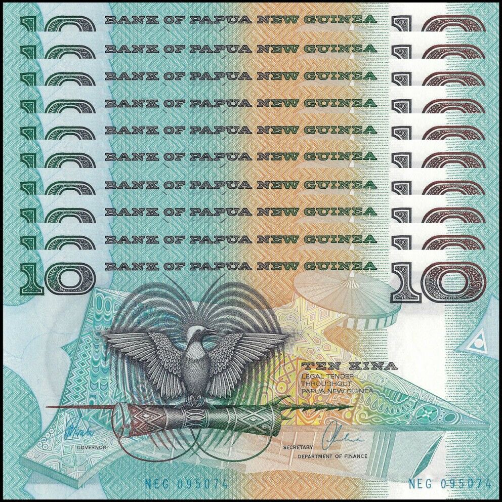 Papua New Guinea - 10 Kina 1985 - Pick- 9d / B110d - Set 10 PCS