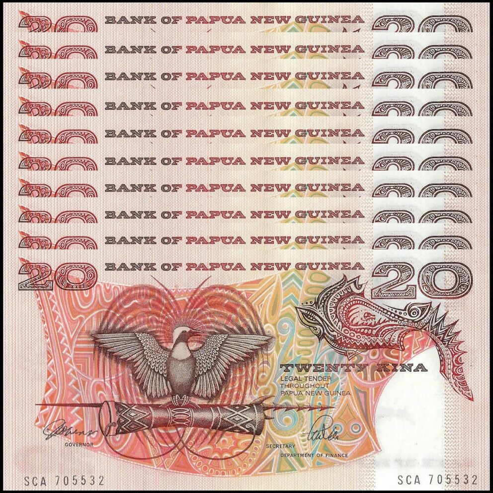 Papua New Guinea - 20 Kina 1981 - Pick- 10a / B111a - Set 10 PCS