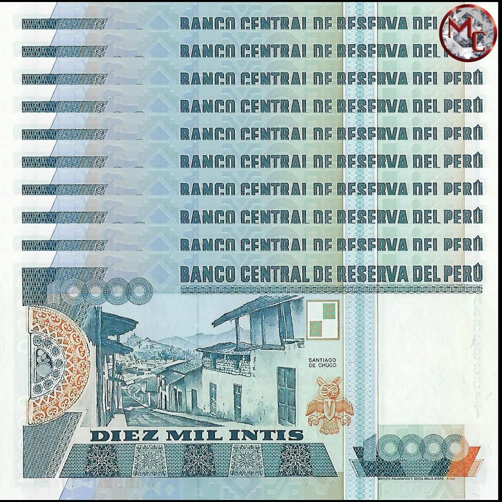 Peru - 10.000 Intis 1988 - Pick- 140 - Set 10 PCS