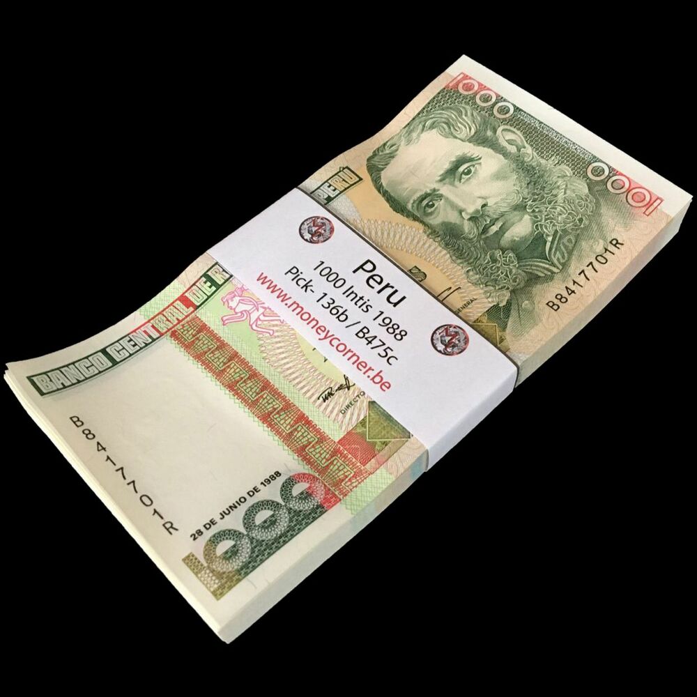 Peru - 1000 Intis 1988 - Pick- 136b / B475c - Bundle 100 PCS