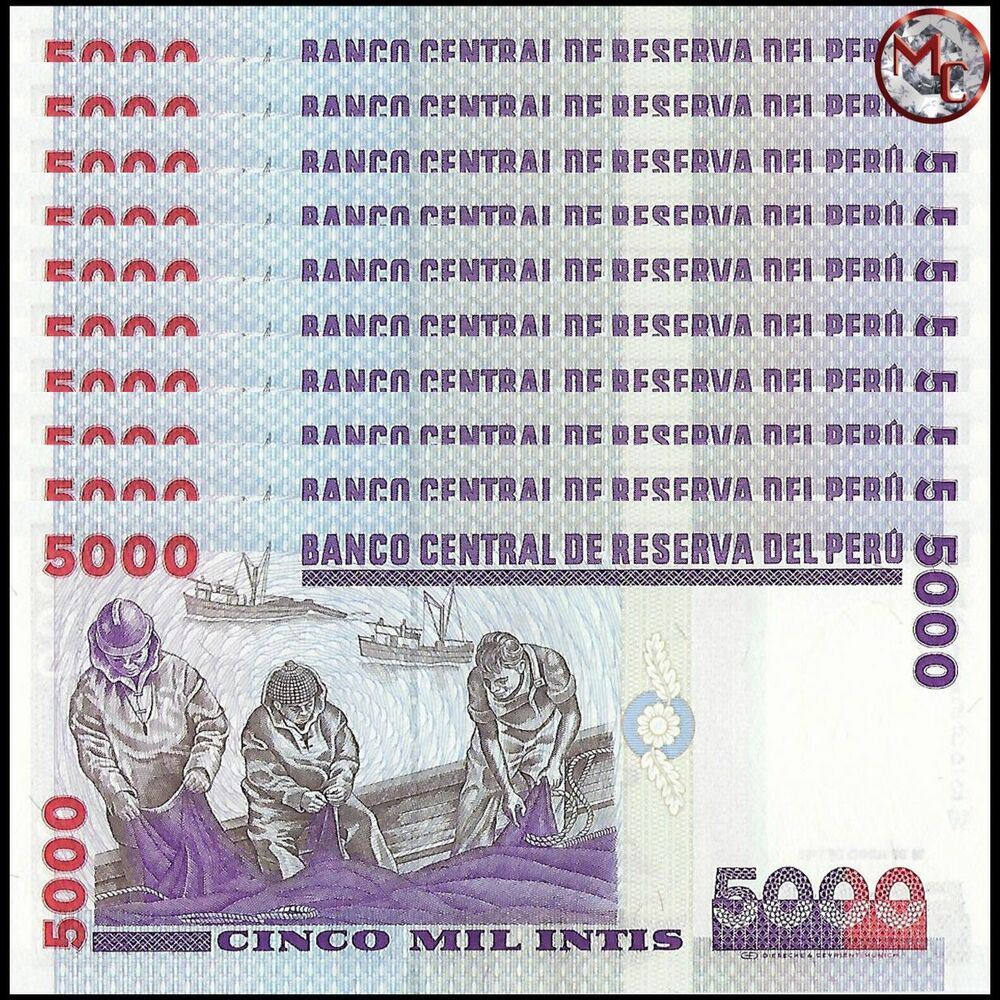 Peru - 5000 Intis 1988 - Pick- 137 - Set 10 PCS