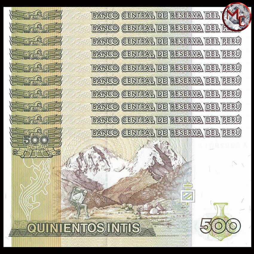 Peru - 500 Intis 1987 - Pick- 134 - Set 10 PCS