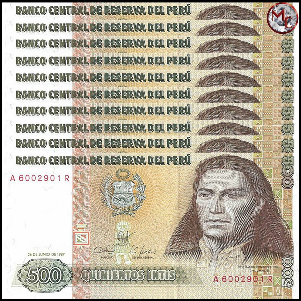 Peru - 500 Intis 1987 - Pick- 134 - Set 10 PCS