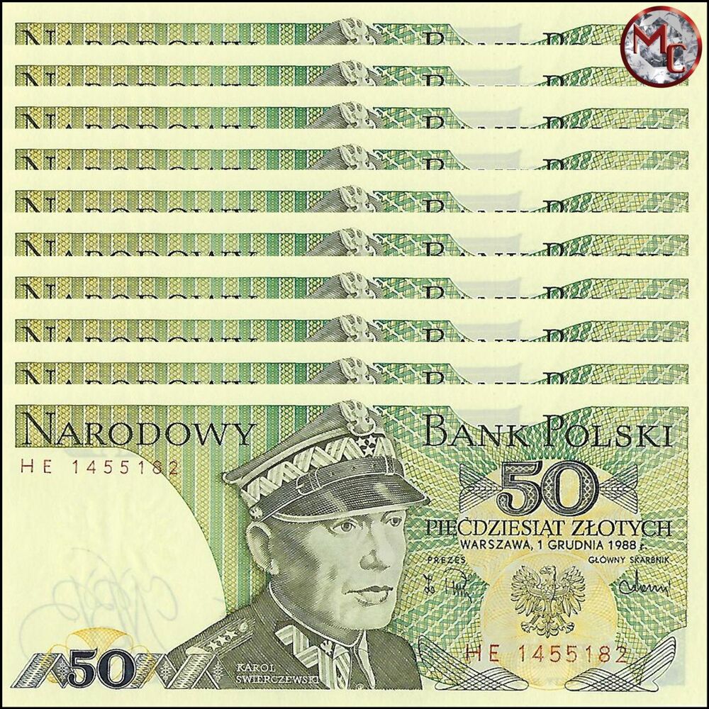 Poland - 50 Zlotych 1988 - Pick- 142c / B834e - Set 10 PSC