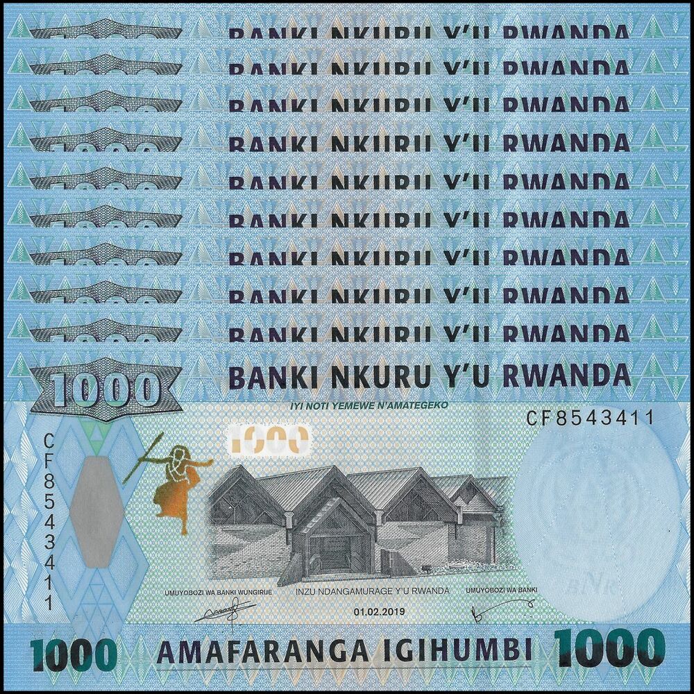 Rwanda - 1000 Francs 2019 - Pick # 39b - Set 10 PCS