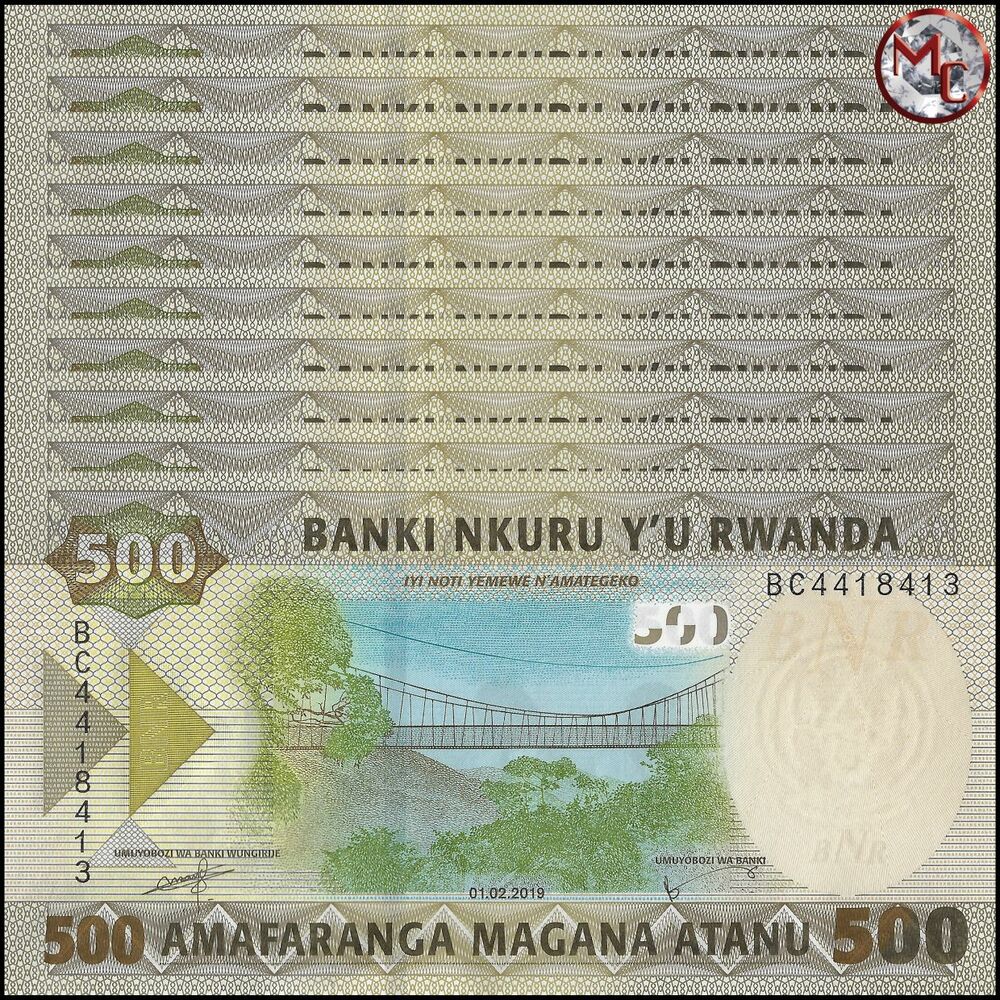 Rwanda - 500 Francs 2019 - Pick- NEW / B141 - Set 10 PCS