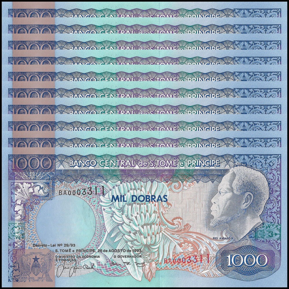 Saint Thomas and Prince - 1000 Dobras 1993 - Pick- 64 / B302 - Set 10 PCS
