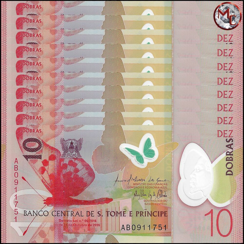 Saint Thomas and Prince - 10 Dobras 2016 - Pick- 71 / B309 - Set 10 PCS