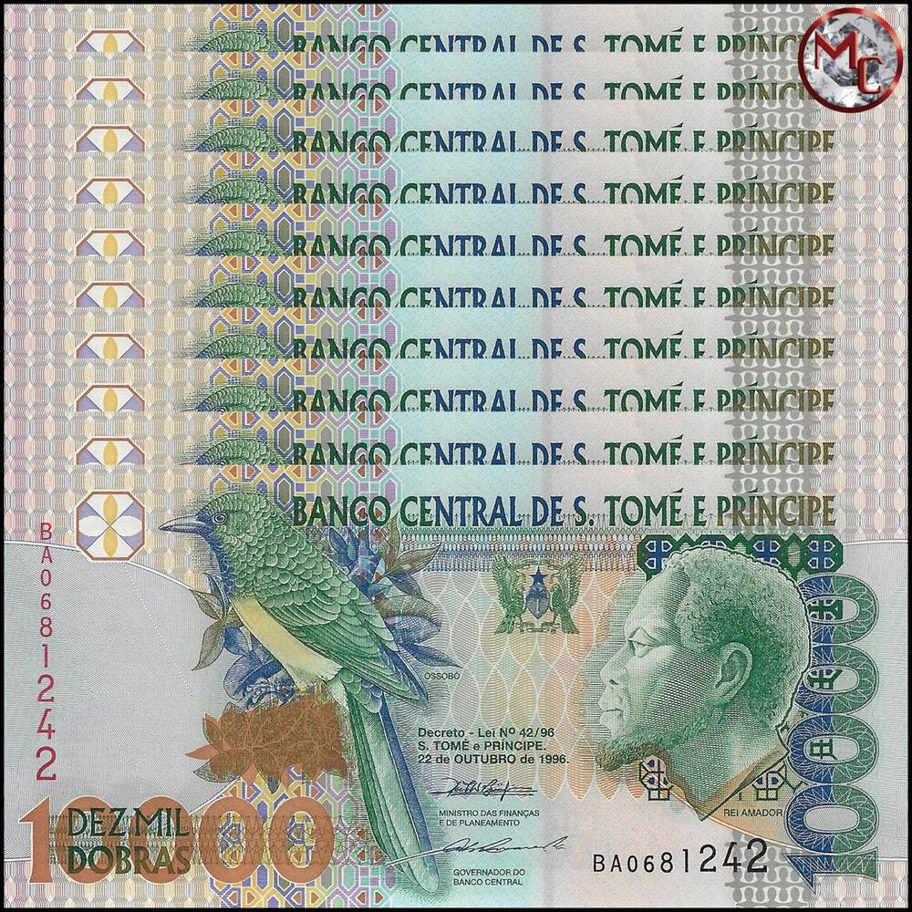 Saint Thomas and Prince - 10.000 Dobras 1996 - Pick- 66a/- B304a - Set 10 PCS