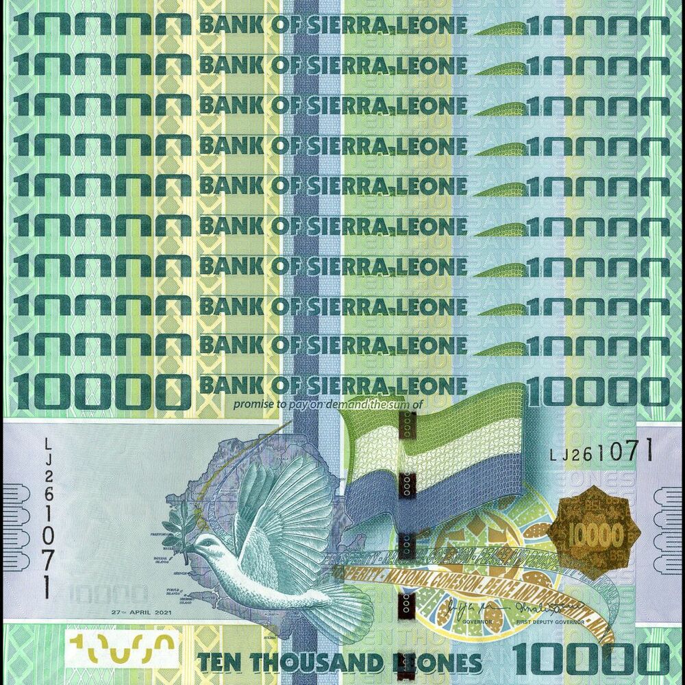 Sierra Leone - 10.000 Leones 2021 - Pick- NEW / B128f - Set 10 PCS