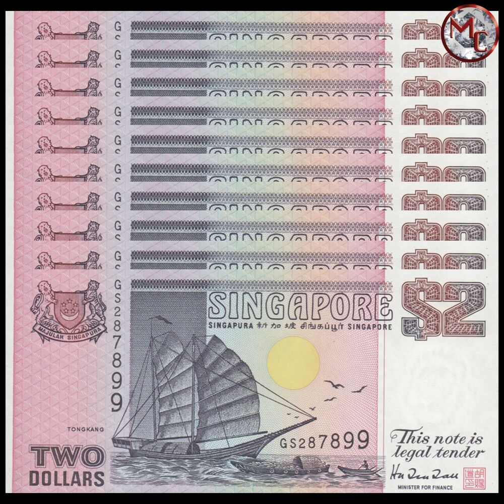 Singapore - 2 Dollars 1992 - Pick- 28 - Set 10 PCS