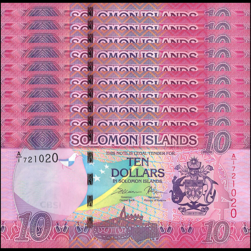 Solomon Islands -  10 Dollars 2017 - Pick # 33 - Set 10 PCS