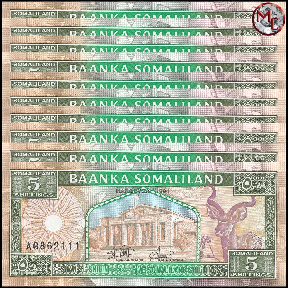 Somaliland - 5 Shillings 1994 - Pick- 1 / B101 - Set 10 PCS